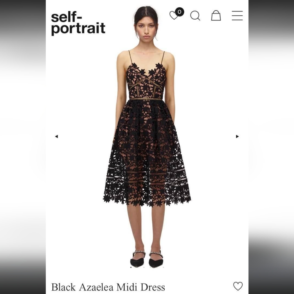NWT Self Portrait Black Azalea Midi Dress